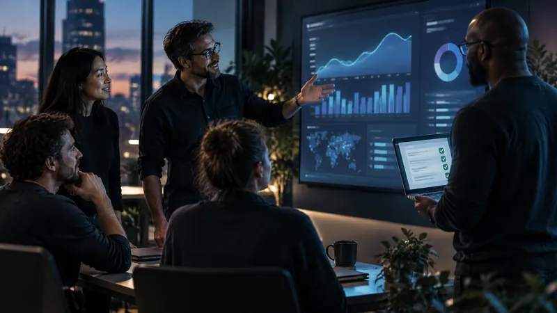 A SaaS team reviewing a product dashboard and a completed security questionnaire