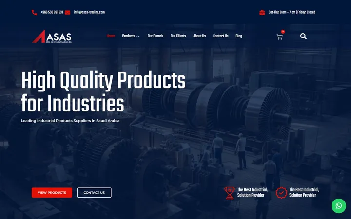 Asas Al Riyada Trading website, home page