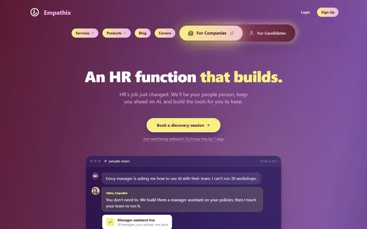Empathix website, home page