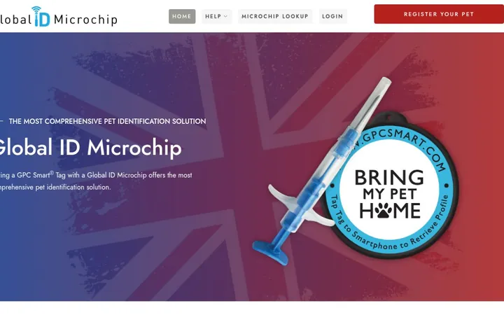 Global ID Microchip website, home page