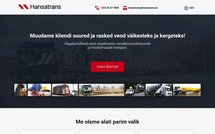 Hansatrans website, home page