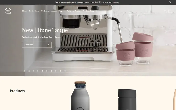 JOCO Cups website, home page