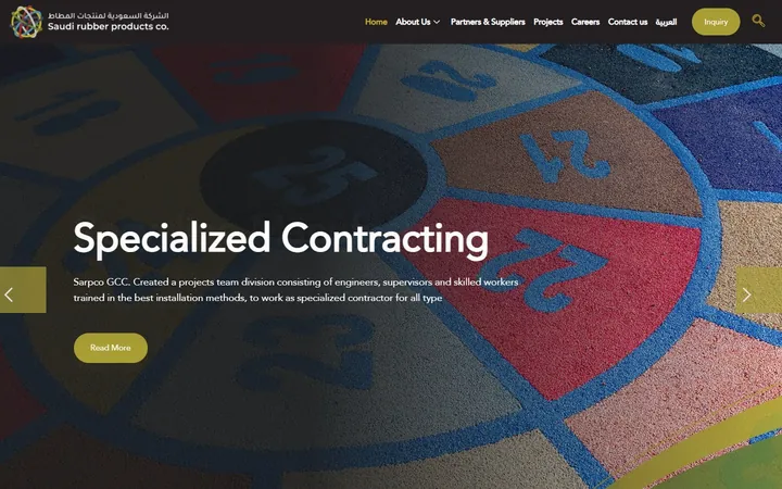 Saudi Rubber Products website, home page