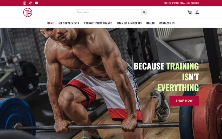 True Performance website, home page